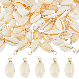 120шт. подвески из натуральной ракушки каури, с медной проволокой