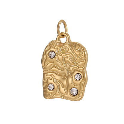 304 подвески из прозрачного кубического циркония из нержавеющей стали, самородок очарования, ионное покрытие (ip), долговечный, прозрачные