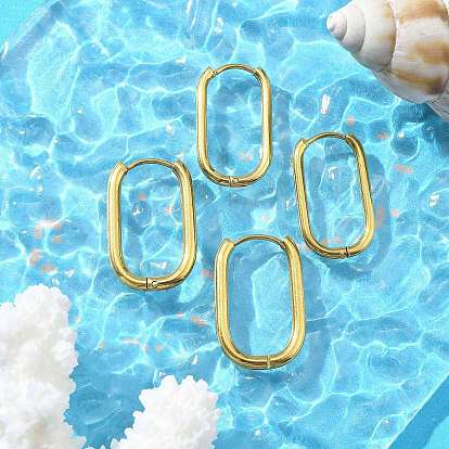 Ионное покрытие (ip) 304 серьги-кольца из нержавеющей стали для женщин, прямоугольные