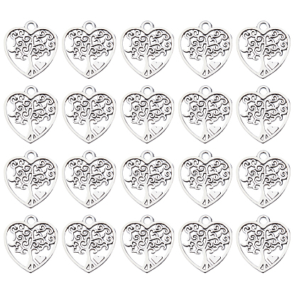 100 подвески из сплава шт., сердце с подвеской в виде дерева