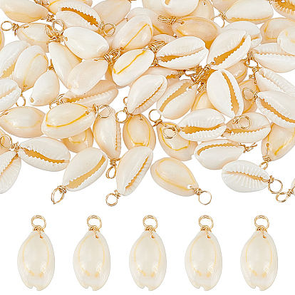 120шт. подвески из натуральной ракушки каури, с медной проволокой