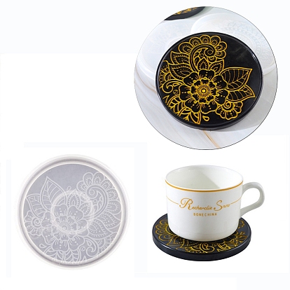 DIY Flat Round Cup Mat Silicone Molds,  Resin Casting Molds, For UV Resin, Epoxy Resin Craft Making