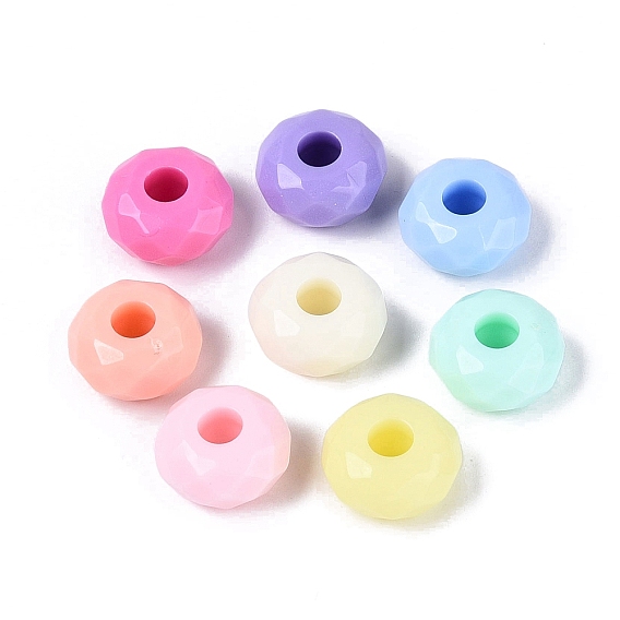 Непрозрачные пластиковые европейские бусы, бусины с большим отверстием, рондель, граненые