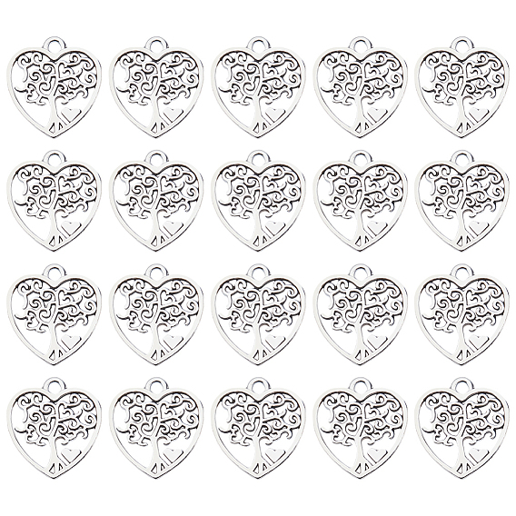 100 подвески из сплава шт., сердце с подвеской в виде дерева