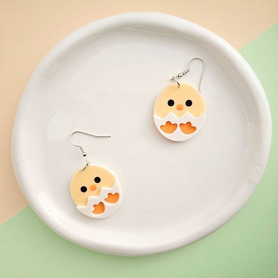 Акриловые серьги болтаться, яйцо, платина