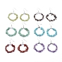 Gemstone Dangle Earrings, with Platinum Plated Brass Earring Hooks, Round Ring