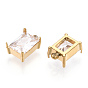 Ion Plating(IP) 304 Stainless Steel Charms, with Glass, Rectangle Charm
