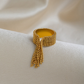 Регулируемые 304 открытые манжеты из нержавеющей стали с кисточками и бусинами для женщин