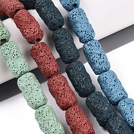 Бусы из натуральной лавы, окрашенные, колонка