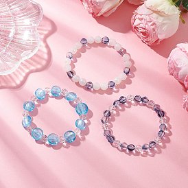 Прозрачные стеклянные круглые бусины эластичные браслеты для женщин