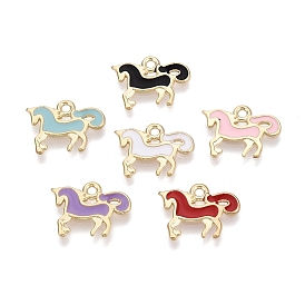 Подвески из эмали и сплава, лошади прелести, светлое золото/платина