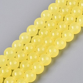 Стеклянные бусины, имитация нефрита , окрашеные, круглые