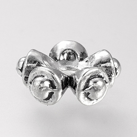 Alliage de perles d'entretoise de style tibétain, sans cadmium et sans plomb, fleur