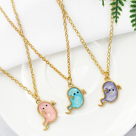 Colorful Cartoon Ghost Tadpole Pendant Necklace for Best Friends
