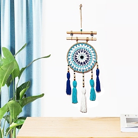 Bohemian Macrame Woven Evil Eye Wall Hanging Tassel Ornaments, for Home Bedroom Decoration
