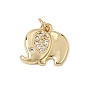 Brass Micro Pave Clear Cubic Zirconia Pendants, Elephant Charms, Rack Plating, Long-Lasting Plated, Cadmium Free & Lead Free
