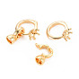 Rack Plating Brass Fold Over Clasps, Nickel Free, Ring with Crown