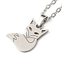 201 Stainless Steel Fox Pendant Necklace with Cable Chains