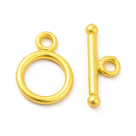 Rack Plating Alloy Toggle Clasps, Round Ring