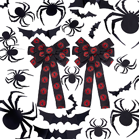 Chgcraft kits de décoration thème halloween, y compris 2 décoration d'affichage nœud papillon en polyester pcs, 28 autocollants muraux en plastique pcs
