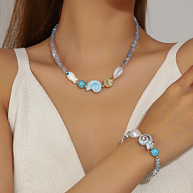 Ожерелья и браслеты из жемчужных бусин из сплава, стразов, стекла, фарфора и пластика, золотые