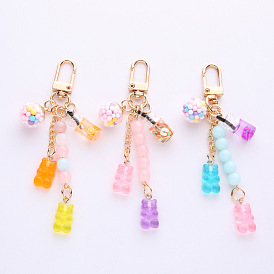 Rainbow Soft Candy AirPods Case with Cute Girl Bear Keychain - Adorable Earphone Protector and Bag Charm