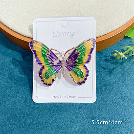 Colorful Butterfly Enamel Pin with Crystal Rhinestone, Alloy Badge for Corsage Scarf Clothes