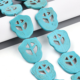 Окрашенные синтетические бирюзовые бусы нити, знак мира