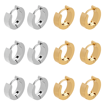 6 пары 2 цвета 304 серьги-кольца из нержавеющей стали, гипоаллергенные серьги, толстые серьги-кольца, кольцо