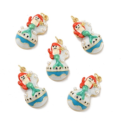 Подвески в виде русалки из латуни с микропаве из кубического циркония, смолы и акрила, с прыжковых колец, без кадмия, без никеля и без свинца