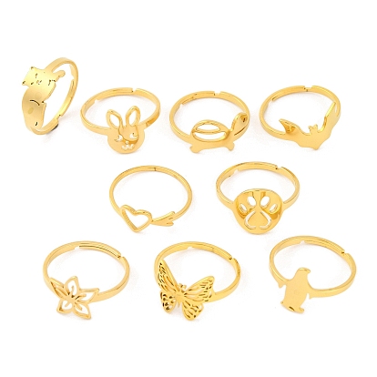 Животное 201 регулируемые кольца из нержавеющей стали для женщин, золотые