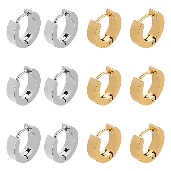 6 пары 2 цвета 304 серьги-кольца из нержавеющей стали, гипоаллергенные серьги, толстые серьги-кольца, кольцо