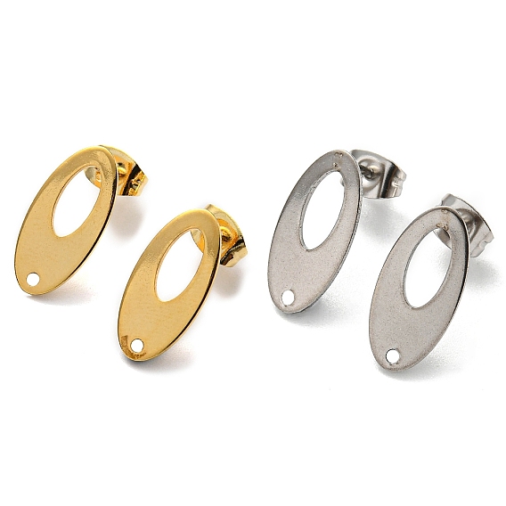 201 серьги-гвоздики из нержавеющей стали, с 304 штифтов из нержавеющей стали, овальные