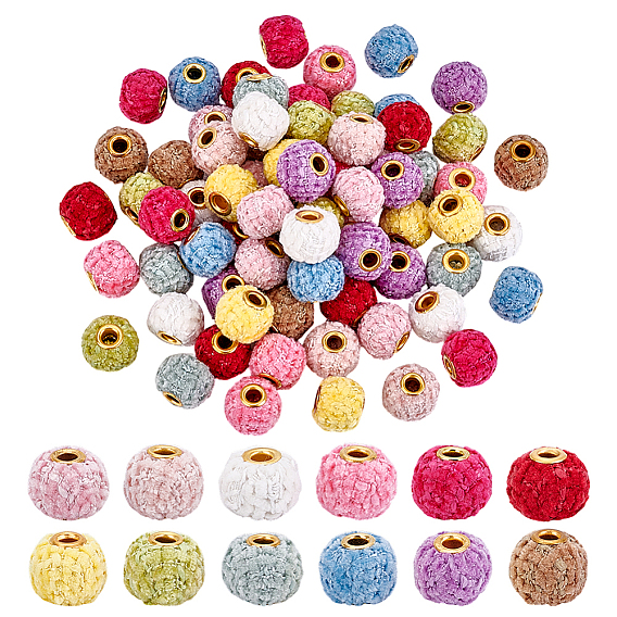 72 шт. 12 цветные полиэстеровые европейские бусины, бусины с большим отверстием, круглые, с железным сердечником