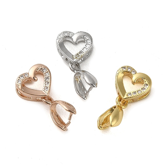 Покрытие стойки латунное микропаве прозрачный кубический цирконий зажимные скобы для ледорубов, долговечный, без свинца и без кадмия, сердце