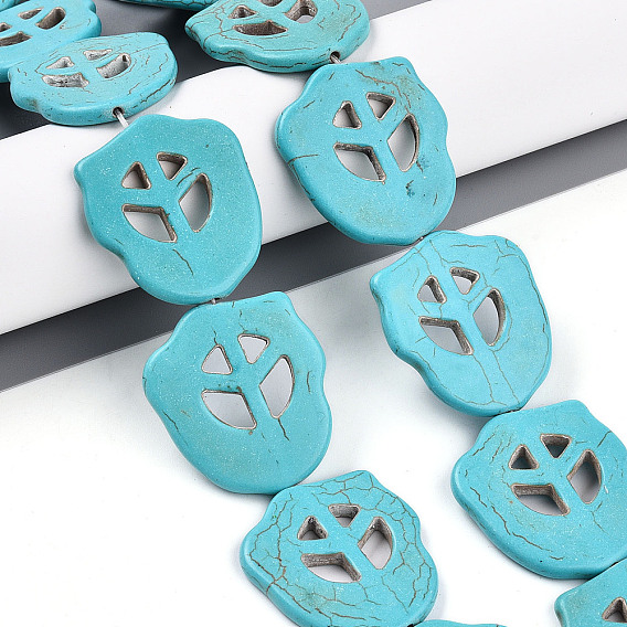 Окрашенные синтетические бирюзовые бусы нити, знак мира