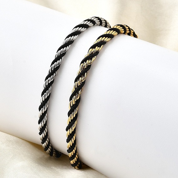 304 браслеты из нейлонового шнура из нержавеющей стали, браслеты из витой веревки для мужчин и женщин, два тона