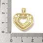 Rack Plating Brass Micro Pave Cubic Zirconia Pendants, Long-Lasting Plated, Lead Free & Cadmium Free, Heart Charms