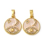 Латунные микро проложить кубического циркония подвески, с эмалью, плоские круглые подвески с конским глазом, луной и звездами