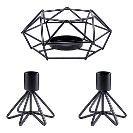 SUPERFINDINGS Iron Candle Holder, Perfect Home Party Decoration, Column & Polygon