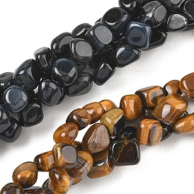 Granos del ojo del tigre natural de hebras, pepitas, piedra caída