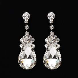 Fashion Crystal Heart Drop Earrings for Women Bride Jewelry E038