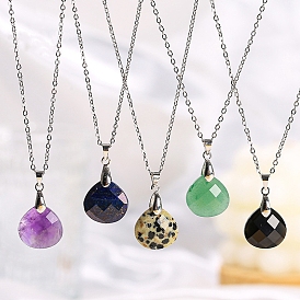 Ожерелья-капли с подвесками из натуральных и синтетических драгоценных камней, колье из нержавеющей стали для женщин