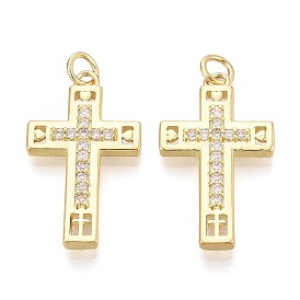 Религиозные латунные подвески с микропаве из прозрачного кубического циркония, крест прелести