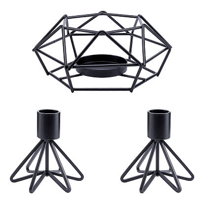 SUPERFINDINGS Iron Candle Holder, Perfect Home Party Decoration, Column & Polygon