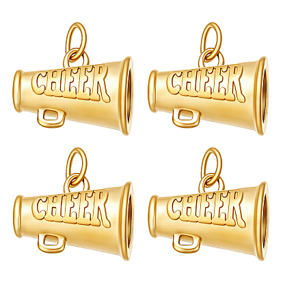 4 piezas 304 colgantes de acero inoxidable, real 18 k chapado en oro