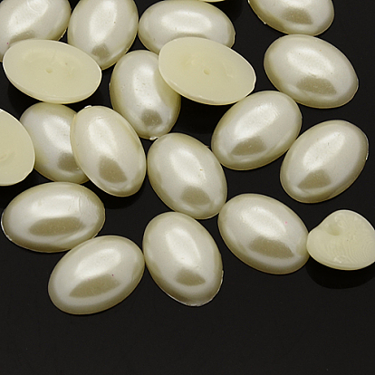 ABS Plastic Imitation Pearl Cabochons, Dyed, Oval, 14x10x5mm