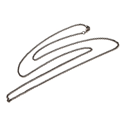 2мм стойка покрытие латунь цепочка роло ожерелья для женщин мужчин, без кадмия и без свинца, 901 застежка из нержавеющей стали, долговечный