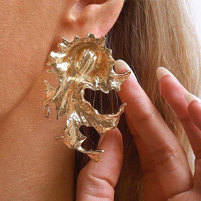 Alloy Stud Earrings for Women, Flower
