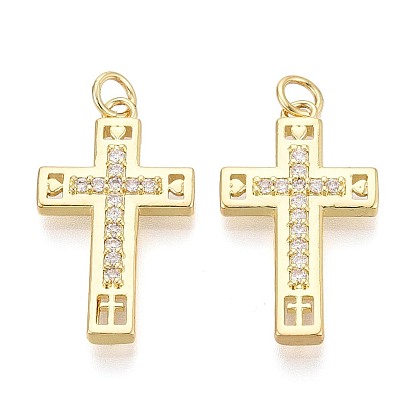 Религиозные латунные подвески с микропаве из прозрачного кубического циркония, крест прелести